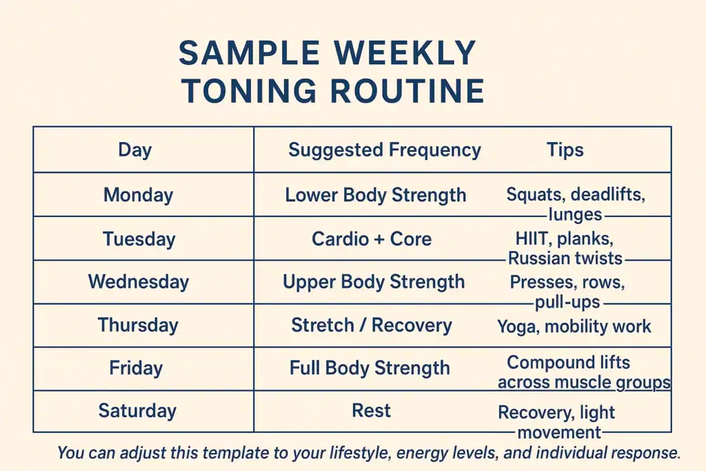 Achieving the Perfect Tone: How Often Should You Exercise for Results? 4 Weekly exercise Knutsford plan graphic