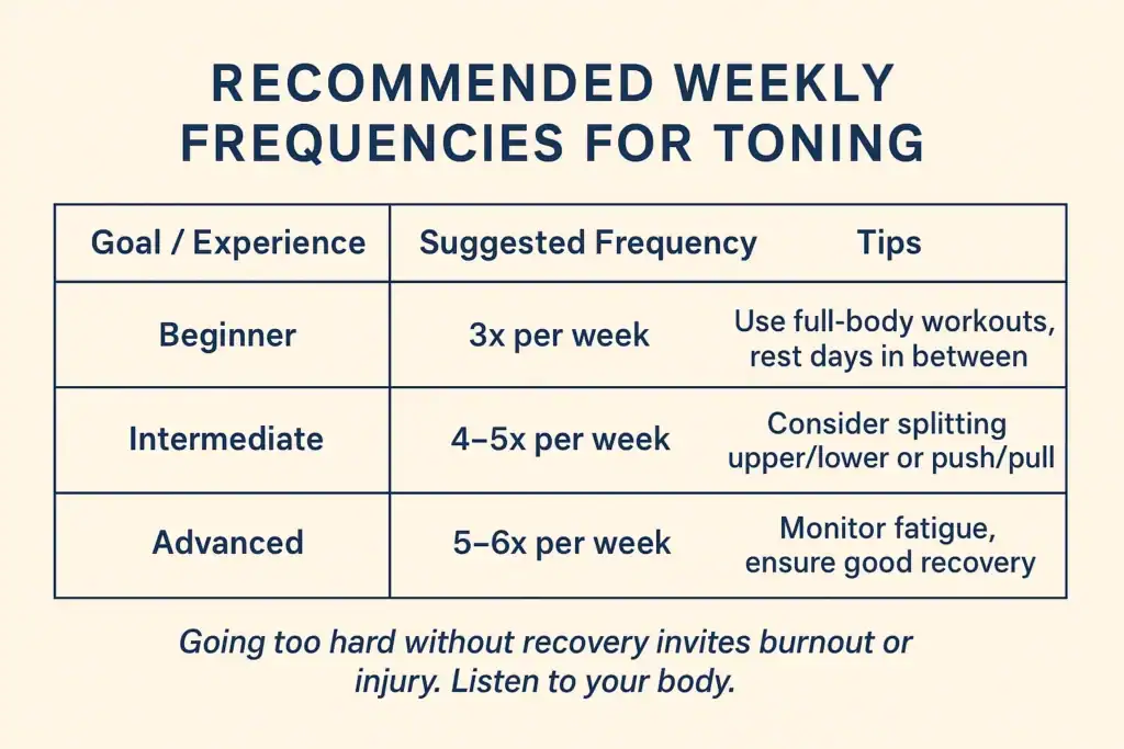 Achieving the Perfect Tone: How Often Should You Exercise for Results? 2 Graphic to show how often you should do exercise to help with toning Knutsford